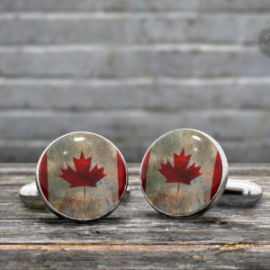 CUFFLINKS - Vintage Flag of Canada -  the Maple Leaf