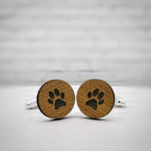 ELEGANT WOOD cufflinks - dog footprint stylish accessory