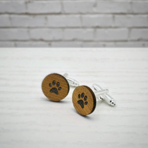 ELEGANT WOOD cufflinks - dog footprint stylish accessory