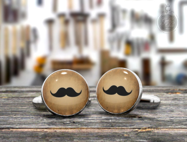 Moustache Cufflinks - Made in Italy Mens Cufflinks - Free Gift Box.