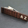Personalized TIE CLIP - Fine Rosewood with custom bone inlay initials.