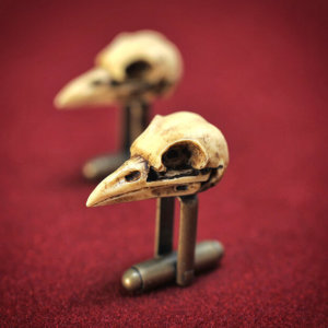 Raven Skull Cufflinks - Hand made realistic replica bird skull cuff links