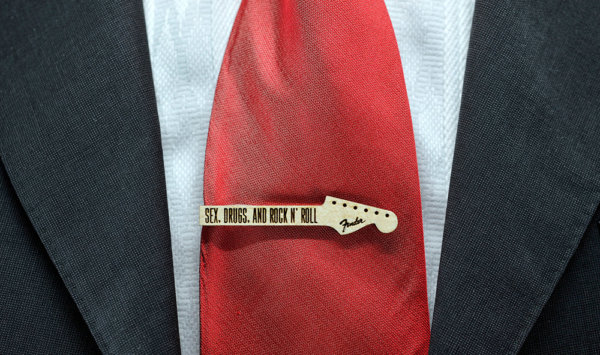 SEX DRUGS and ROCK'Roll Tie Clip  - Maple wood tie bar