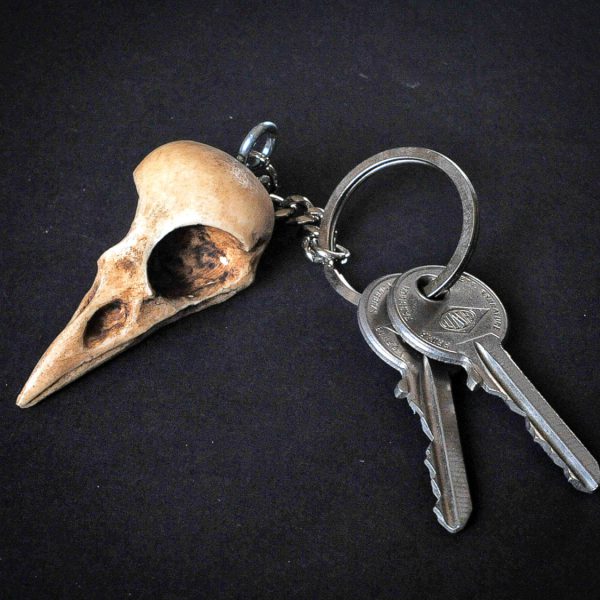 Skull KEYCHAIN – RAVEN Skull replica Keychain with hand made certificate –  Gift Idea – Goth Chic