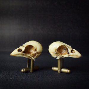 Sparrow Skull Cufflinks - Hand made realistic replica bird skull cuff links