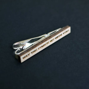 Star Wars Tie Clip QUOTE - MAY the force be with YOU . Maple wood tie bar