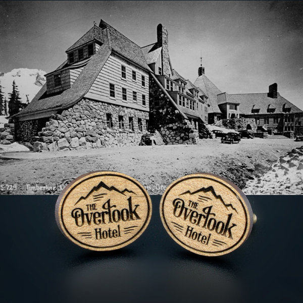 The Shining Overlook Hotel - Wood  engraved cuff links