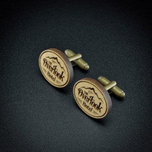 The Shining Overlook Hotel - Wood  engraved cuff links