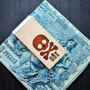 Personalized Money Clip, Skull inlaied wood Money clip, Groomsmen Money clips, Groomsmen Gift, Birthday, Anniversary Gift