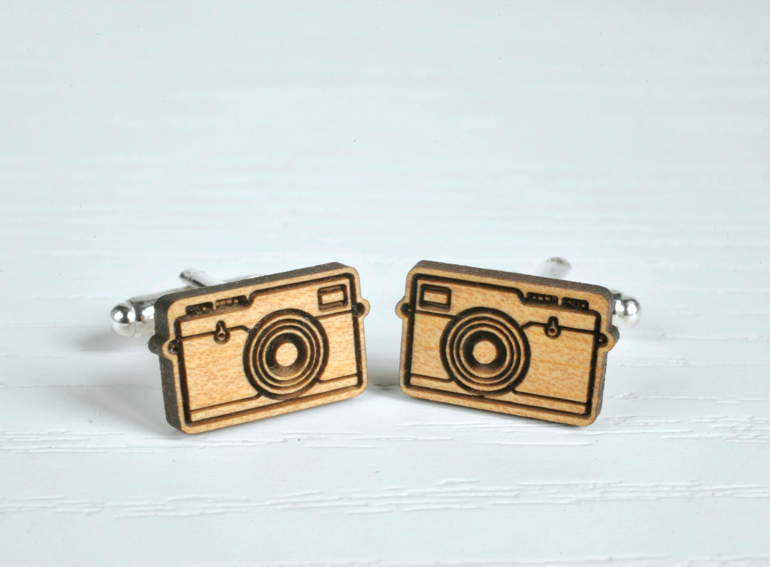 Vintage Camera Cufflinks - Camera Gift - Photography Gift - wood cuff links